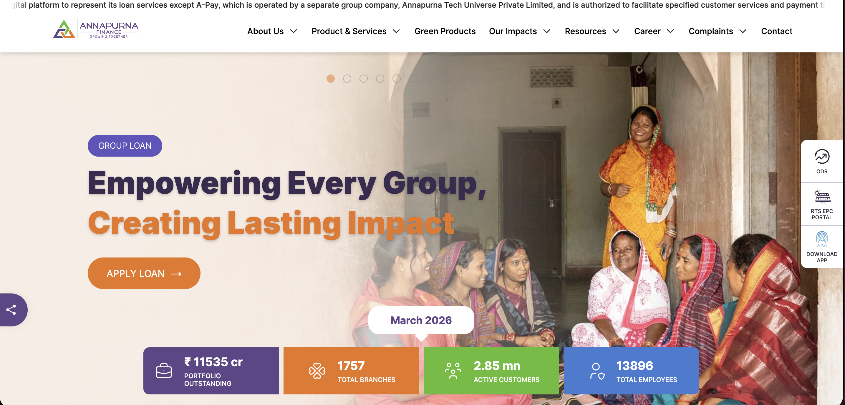Annapurna Finance Private Limited website